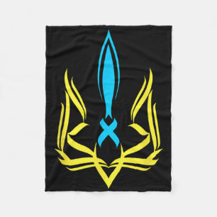 Ukrainian National Emblem Yellow Blue Colors - Ukr Fleece Blanket