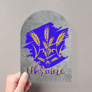 Ukrainian national symbol tryzub made of wheat ear acrylic invitations
