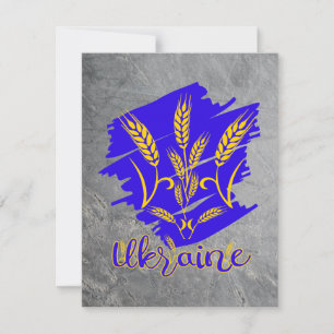 Ukrainian national symbol tryzub made of wheat ear card