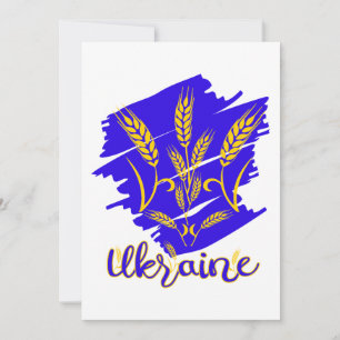 Ukrainian national symbol tryzub made of wheat ear holiday card