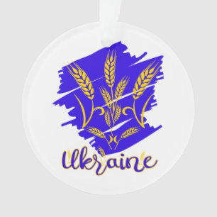 Ukrainian national symbol tryzub made of wheat ear ornament