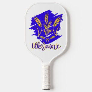 Ukrainian national symbol tryzub made of wheat ear pickleball paddle
