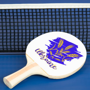 Ukrainian national symbol tryzub made of wheat ear ping pong paddle