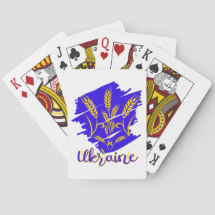 Ukrainian national symbol tryzub made of wheat ear playing cards