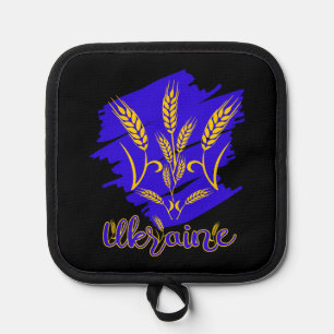 Ukrainian national symbol tryzub made of wheat ear pot holder