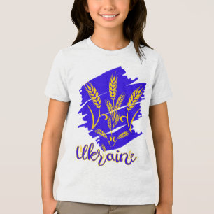 Ukrainian national symbol tryzub made of wheat ear Tri-Blend shirt