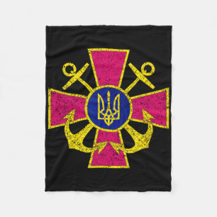 Ukrainian Navy Emblem Ukraine Navy Armed Forces Fleece Blanket