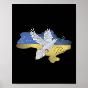 Ukrainian Peace Dove Flag Colors Blue Yellow Ukrai Poster