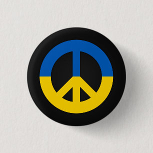 Ukrainian peace sign on a black background 3 cm round badge