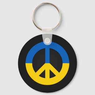 Ukrainian peace sign on a black background key ring