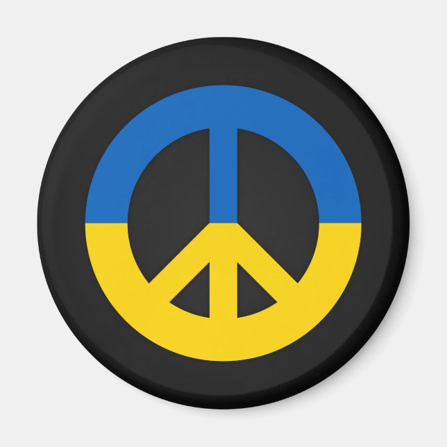 Ukrainian peace sign on a black background magnet (Front)