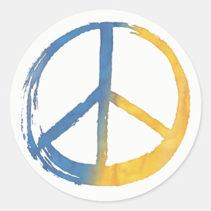 Ukrainian - PEACE Symbol Blue Yellow Ukraine War Classic Round Sticker