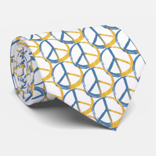 Ukrainian - PEACE Symbol Blue Yellow Ukraine War N Tie