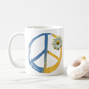 Ukrainian - PEACE Symbol Sign Daisy Ukraine War Coffee Mug