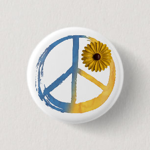 Ukrainian PEACE Symbol Sign Sunflower Ukraine War  3 Cm Round Badge