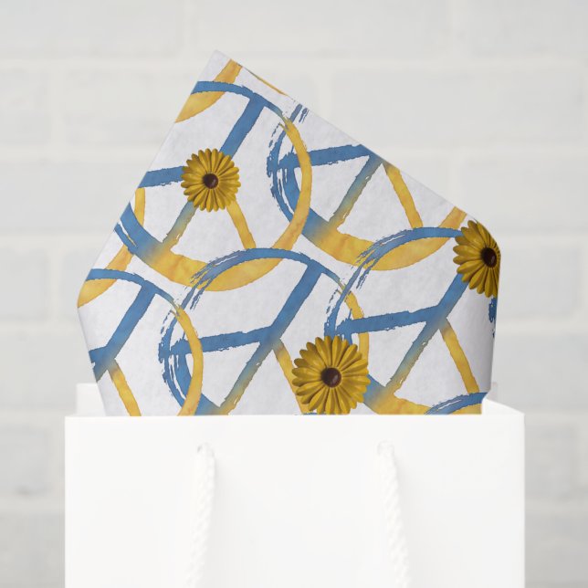 Ukrainian PEACE Symbol Sign Sunflowers Ukraine War Tissue Paper (Gift Bag)