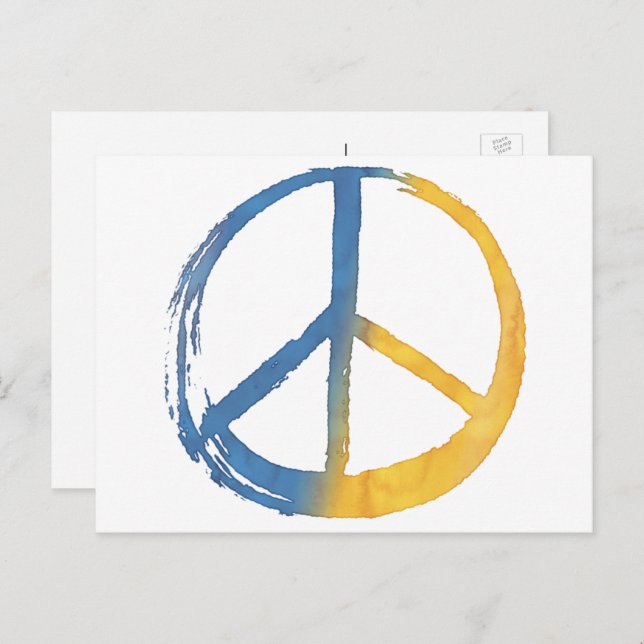Ukrainian - PEACE Symbol Sign Ukraine Colours War Holiday Postcard (Front/Back)
