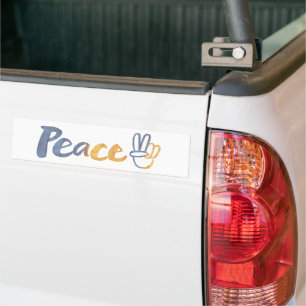Ukrainian - PEACE Symbol V-Sign Ukraine Anti-War Bumper Sticker