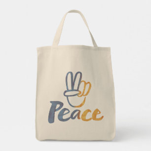 Ukrainian - PEACE Symbol V-Sign Ukraine Anti-War Tote Bag
