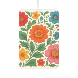 Ukrainian Petrykivka Folk Art Floral Photo Tile Car Air Freshener