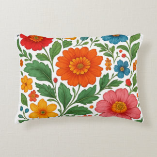 Ukrainian Petrykivka Folk Art Floral Photo Tile Decorative Cushion