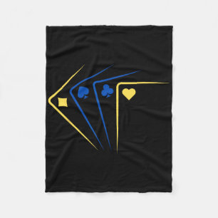 Ukrainian Playing Cards Ace Flag Solidarity Fleece Blanket