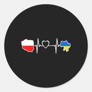 Ukrainian Polish Flag - Ukraine Poland Heartbeat 1 Classic Round Sticker