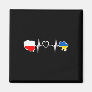 Ukrainian Polish Flag - Ukraine Poland Heartbeat 1 Magnet