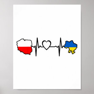 Ukrainian Polish Flag - Ukraine Poland Heartbeat  Poster