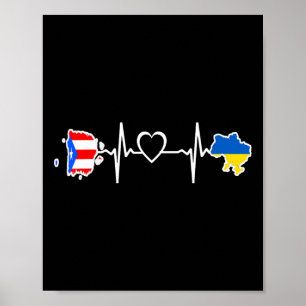Ukrainian Puerto Rico Flag - Ukraine Puerto Rican Poster