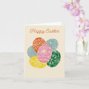 Ukrainian Pysanky Decorated Eggs Happy Easter Card