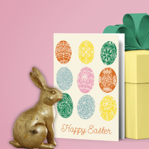 Ukrainian Pysanky Decorated Eggs Happy Easter Card