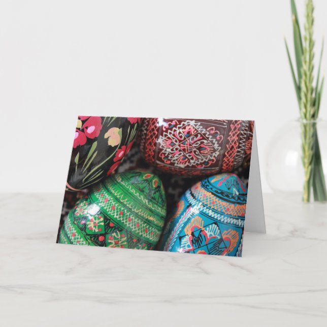 Ukrainian pysanky - easter eggs holiday card (Front)