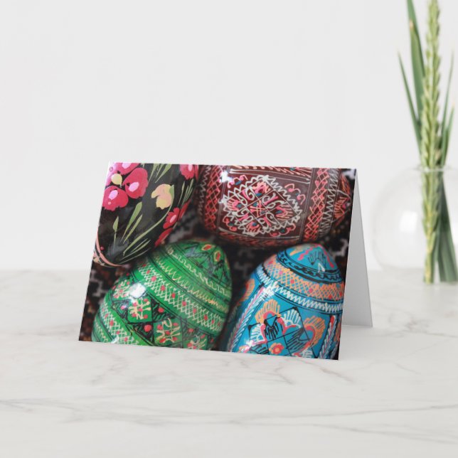 Ukrainian pysanky - easter eggs holiday card (Front)