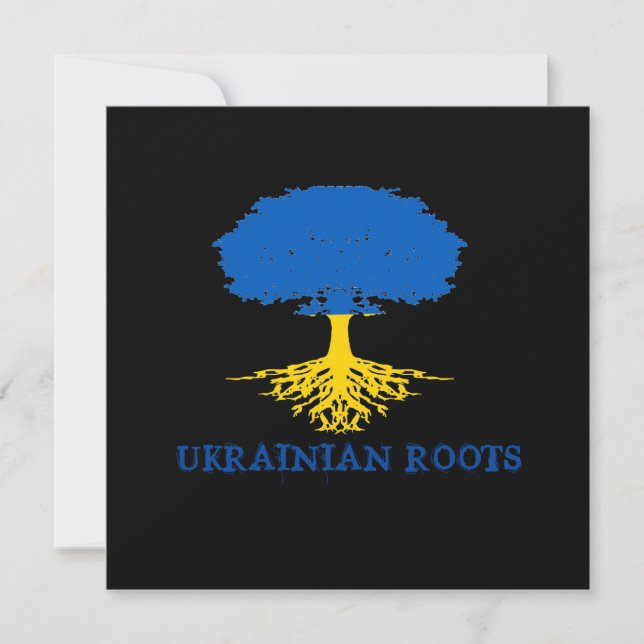 Ukrainian Roots Tree Silhouette Flat Greeting Card (Front)