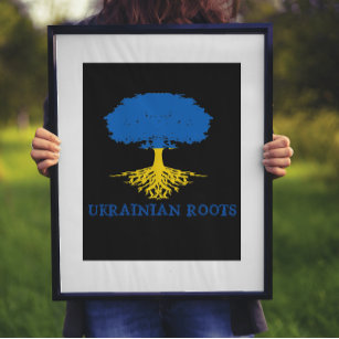 Ukrainian Roots Tree Silhouette  Poster