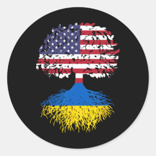 Ukrainian Roots Ukraine National Heritage Tree Gif Classic Round Sticker