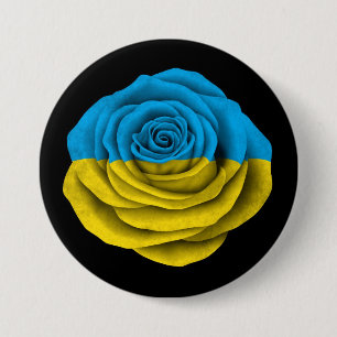 Ukrainian Rose Flag on Black 7.5 Cm Round Badge