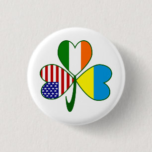 Ukrainian Shamrock Flag 3 Cm Round Badge