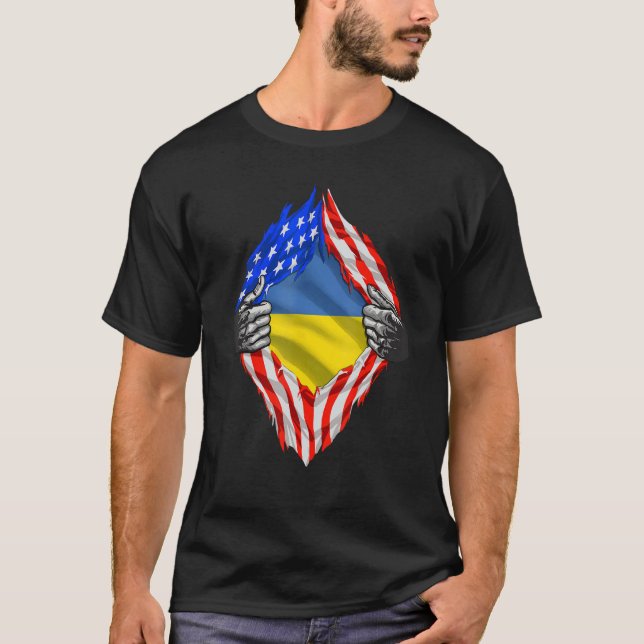 Ukrainian Shirt Super Ukraine USA Flag Roots Ukrai (Front)