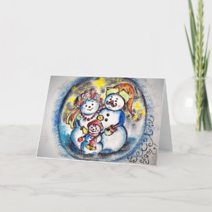 Ukrainian Snowmen Family Postcard