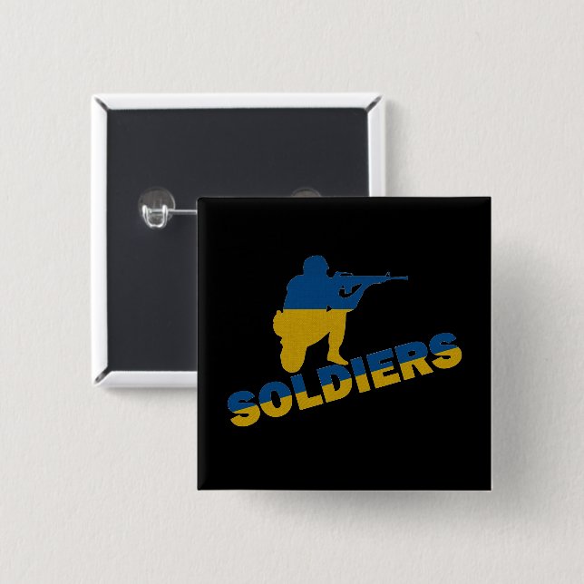 Ukrainian Soldiers, Ukraine Flag 15 Cm Square Badge (Front & Back)