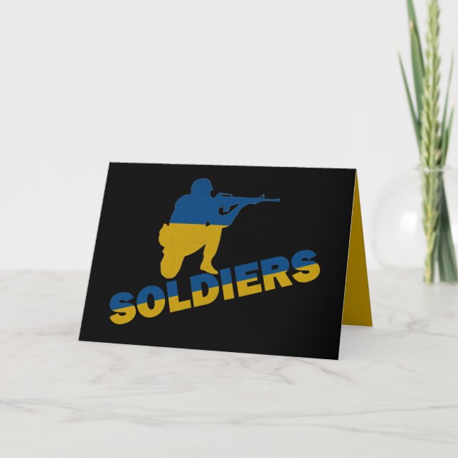 Ukrainian Soldiers, Ukraine Flag Card (Front)