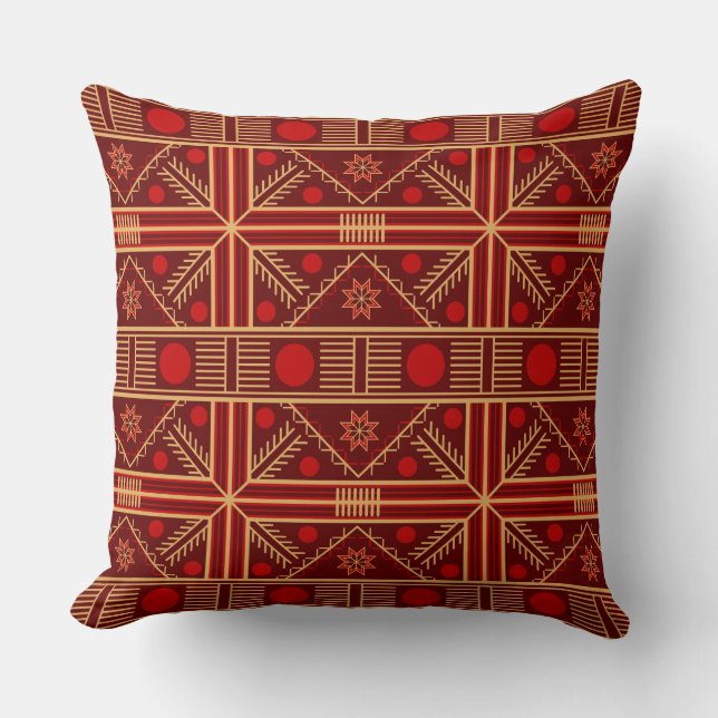 Ukrainian Star Pattern Throw Pillow - Art  (Front)