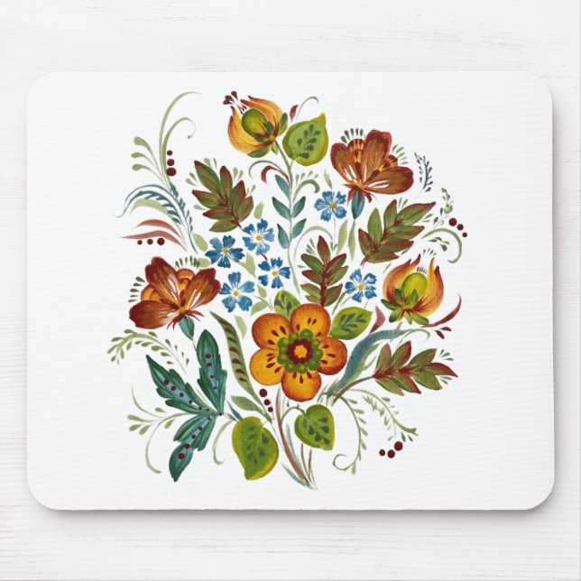 Ukrainian style flowers mouse pad (Front)
