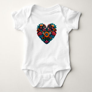 Ukrainian-style Heart of Flowers Baby Bodysuit