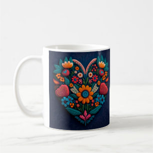 Ukrainian Style Heart of Flowers Coffee Mug
