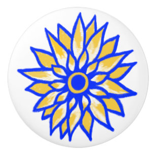 Ukrainian Sunflower Ceramic Knob