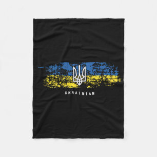 Ukrainian T Shirt Tryzub Ukraine Flag Military Tri Fleece Blanket