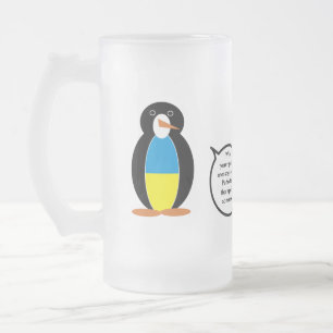 Ukrainian Talking Ms. Penguin Personalised Frosted Glass Beer Mug